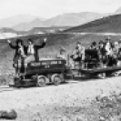 Mancha electric Locomotive. Major Boyd, operator 1926 - Courtesy National Park Service, Death Valley National Park