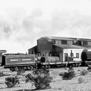 Tonopah & Tidewater combination train at Ludlow, terminus of the line connecting with Santa Fe RR - Courtesy National Park Service, Death Valley National Park